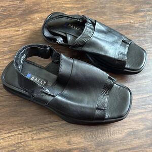 Bally Lilago Men’s Sandals Black Leather US 9.5D UK 8.5E Made In Italy Vtg Rare